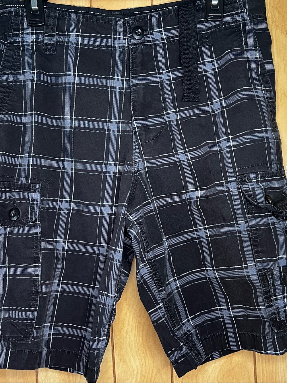 OP Ocean Pacific Men’s Plaid Cargo Shorts with Belt Size 32